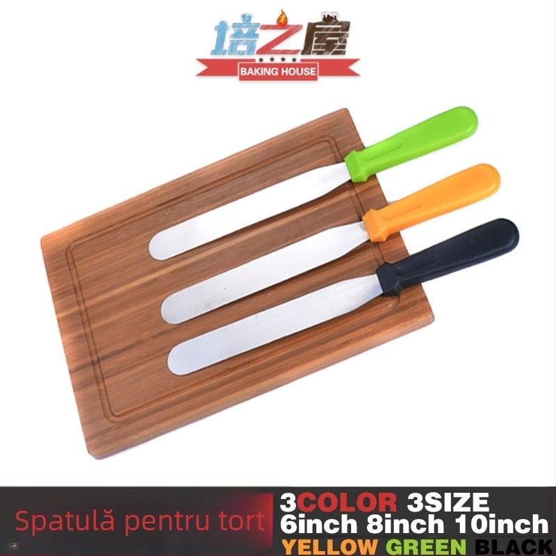 Spatulă din oțel inoxidabil pentru cremă, pentru cofetărie și decorarea torturilor, cu cuțit de demoldare și spatulă