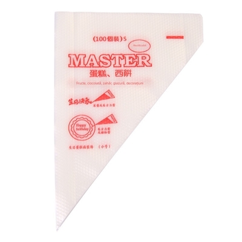 Set de 100 pungi de decor plastic pentru cremă de tort și decorarea fursecurilor, cu formă de tort