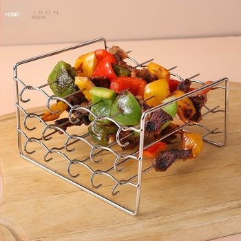 Grilă pentru air fryer din oțel inoxidabil 304, suport pătrat pentru frigărui, grătar de cuptor, suport de uscare în trei niveluri, accesorii pentru friteuză