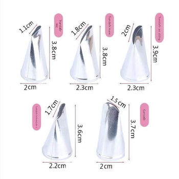 Set de duze pentru decorarea torturilor în formă de trandafir, 5 buc., vârfuri petale, unelte de decorare din oțel inoxidabil 304