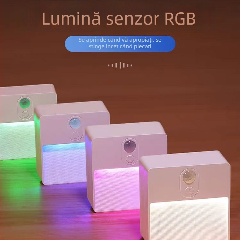 Lampă LED pentru trepte cu senzor RGB și încărcare USB magnetică