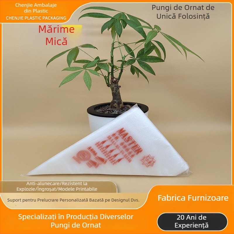 Pungi de decorare de unică folosință, triunghiulare, mici, set de 100 bucăți