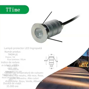 Spot LED exterior reglabil, fascicul 15°, din oțel inox, lampă de colț rezistentă la apă, pentru grădină și spațiu pătrat, iluminare trepte