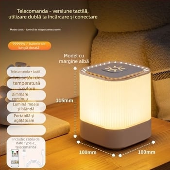 Lampă încărcabilă cu atingere pentru hrănirea bebelușului, lampă ambientală pentru noptiere, protecție pentru ochi, lampă LED pentru dormitor