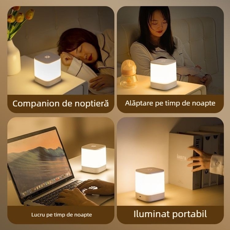 Lampă încărcabilă cu atingere pentru hrănirea bebelușului, lampă ambientală pentru noptiere, protecție pentru ochi, lampă LED pentru dormitor