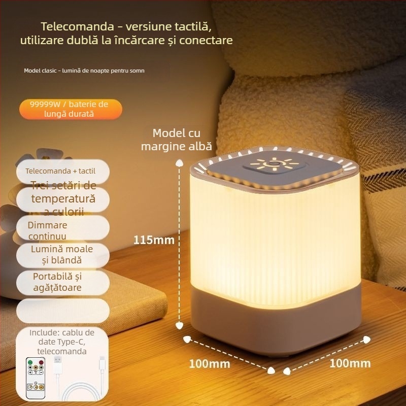 Lampă încărcabilă cu atingere pentru hrănirea bebelușului, lampă ambientală pentru noptiere, protecție pentru ochi, lampă LED pentru dormitor