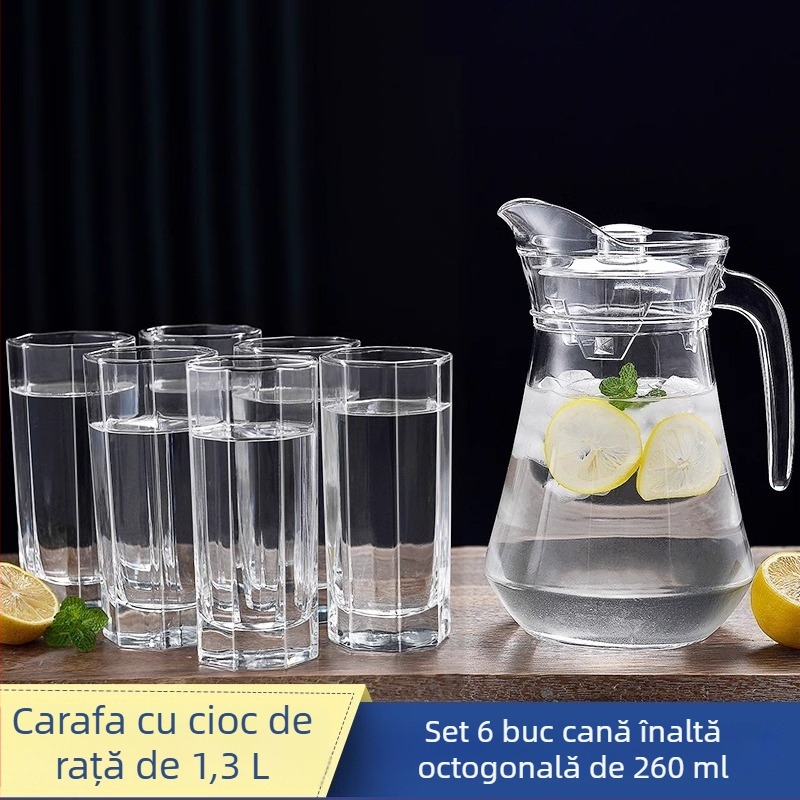 Ceainic din sticlă pentru apă rece, capacitate mare, utilizare casnică, rezistent la temperatură, pentru prepararea ceaiului, cu cioc de rață