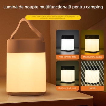Lumină de noapte portabilă, pentru camping, reîncărcabilă, în formă de trifoi cu patru foi, prietenoasă cu ochii, lampă de birou cu șapte culori