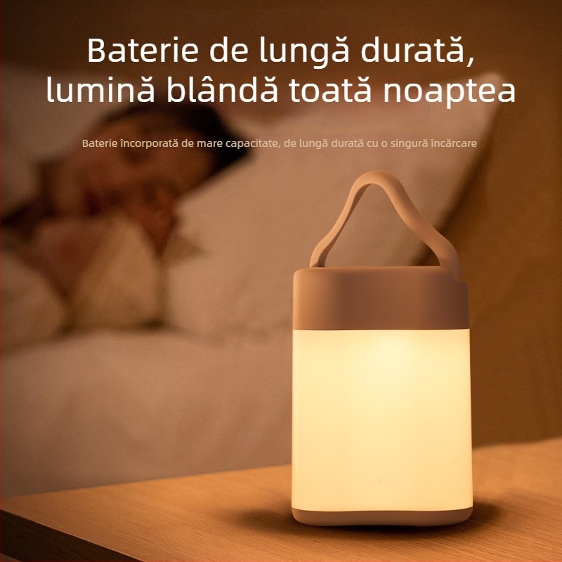 Lumină de noapte portabilă, pentru camping, reîncărcabilă, în formă de trifoi cu patru foi, prietenoasă cu ochii, lampă de birou cu șapte culori
