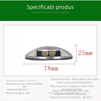 LED exterior impermeabil, cu carcasă transparentă, montaj pe suprafață din oțel inoxidabil, pentru poduri și trotuare, iluminare laterală, instalare fără găuri