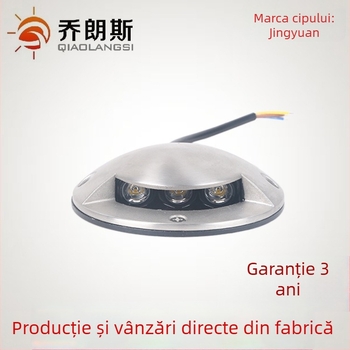 LED exterior impermeabil, cu carcasă transparentă, montaj pe suprafață din oțel inoxidabil, pentru poduri și trotuare, iluminare laterală, instalare fără găuri