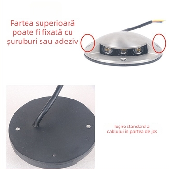 LED exterior impermeabil, cu carcasă transparentă, montaj pe suprafață din oțel inoxidabil, pentru poduri și trotuare, iluminare laterală, instalare fără găuri