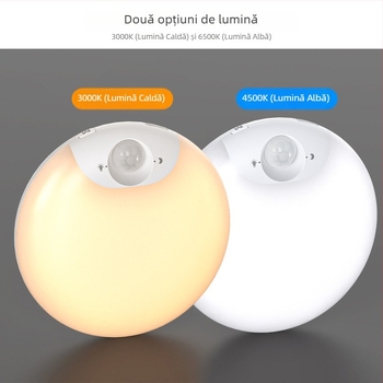 Lampa de noapte LED fără fir cu senzor de mișcare, pentru lângă pat, baie, hol și dulap, compactă și reîncărcabilă
