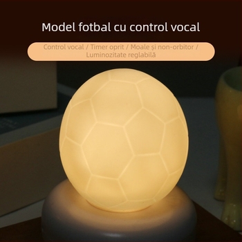 Lampă de noapte în formă de fotbal, reîncărcabilă, cu control vocal și lumină difuză, pentru hrănirea nocturnă, lampă vorbitoare cu temporizator de somn