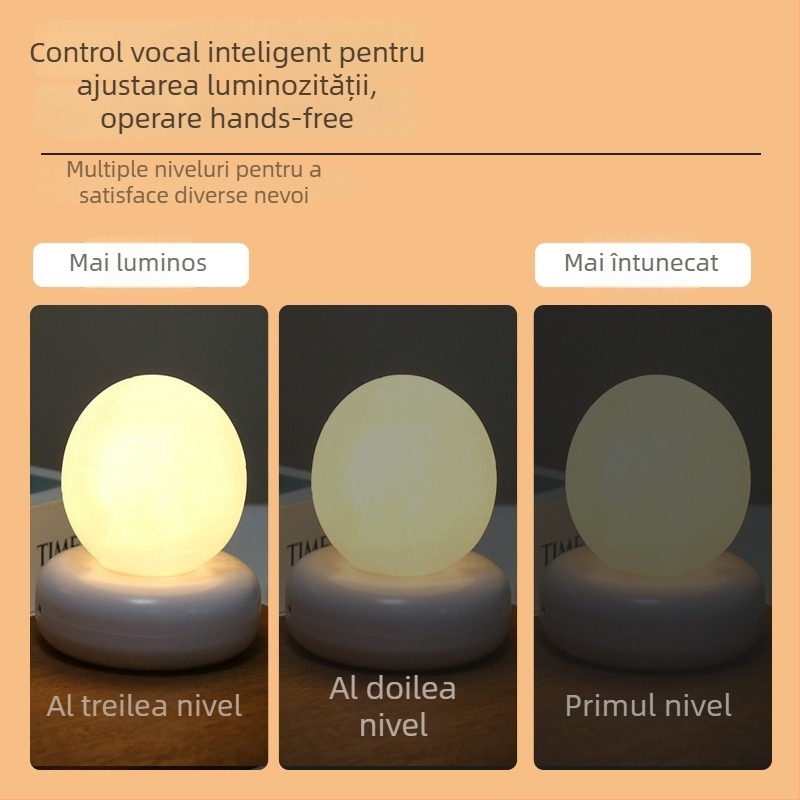 Lampă de noapte în formă de fotbal, reîncărcabilă, cu control vocal și lumină difuză, pentru hrănirea nocturnă, lampă vorbitoare cu temporizator de somn