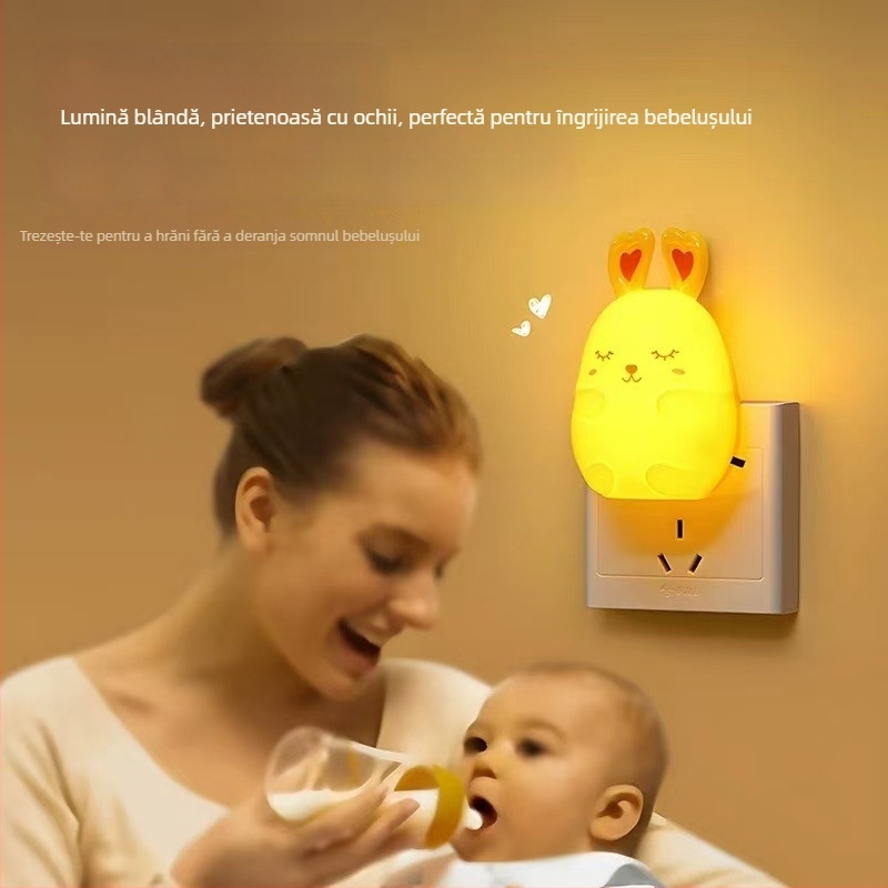 Lumină de noapte energetică cu întrerupător, alimentare la priză, protecție a ochilor, pentru hrănirea nocturnă a bebelușului, dormitor, lampă de somn, lampă cadou cu logo personalizat