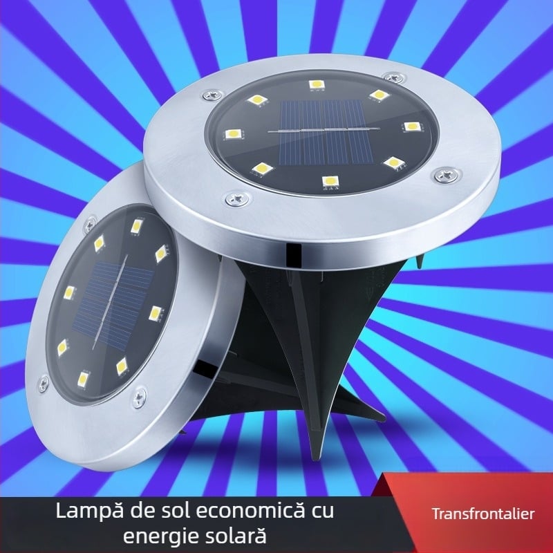 Lampă subterană solară, 8 LED, din oțel inox, lampă de exterior pentru grădină și gazon