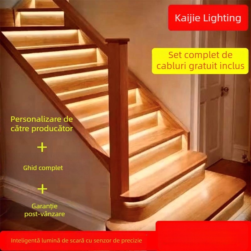 Lumină LED pentru trepte cu senzor de mișcare, tensiune redusă, bandă de iluminare ascunsă pentru scări