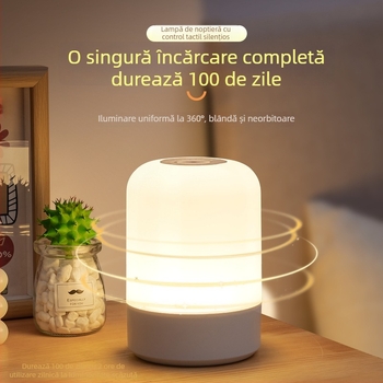Lampa de noapte LED reîncărcabilă pentru dormitor, control tactil la noptieră, economisire de energie, durată lungă, stil minimalist modern