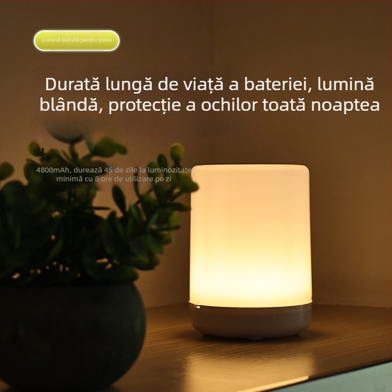 Lampa de noapte LED reîncărcabilă pentru dormitor, control tactil la noptieră, economisire de energie, durată lungă, stil minimalist modern