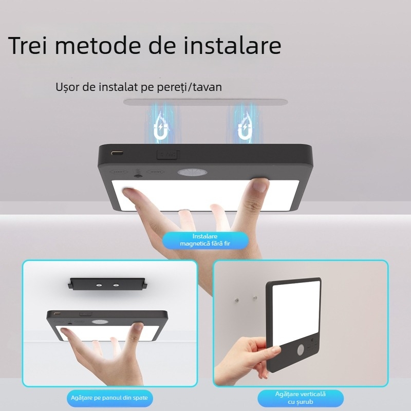 YIHIOO 5V Lumină de plafon cu senzor, LED, fără cabluri – pentru baie, scări, hol și balcon