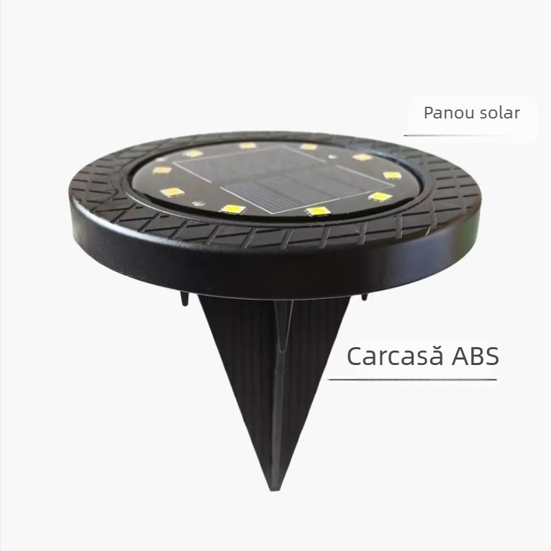 Lampă LED subterană solară cu 10 LEDuri pentru exterior: gazon, curte și peisaj, iluminat decorativ IP65 rezistent la ploaie