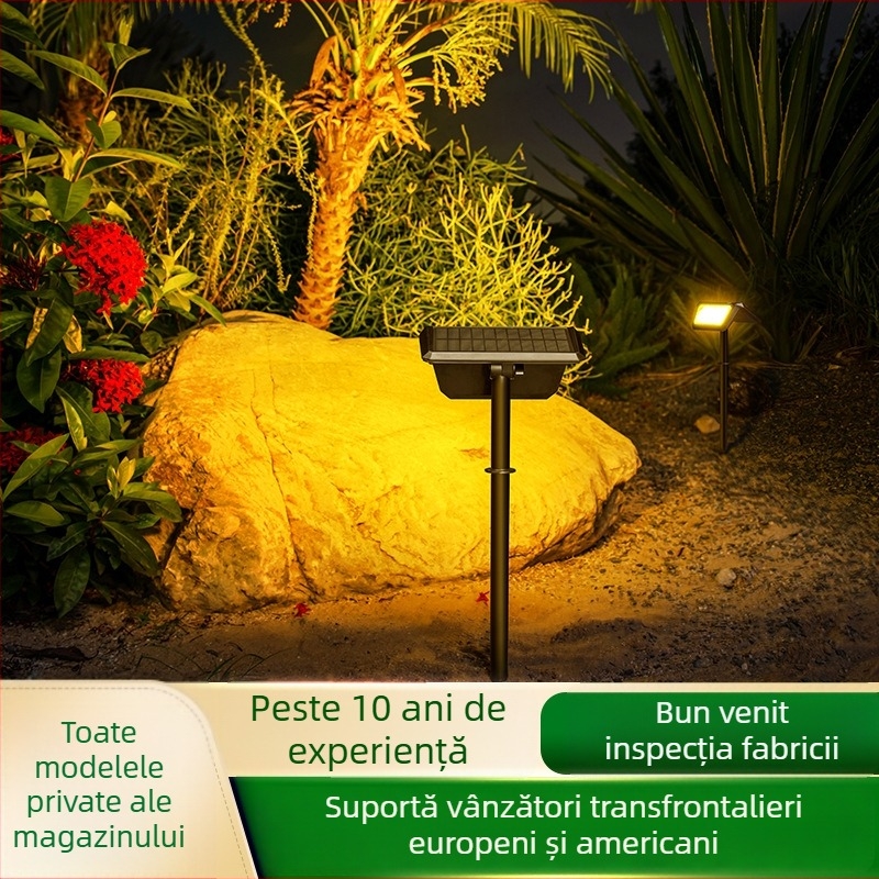 Proiector solar exterior pentru grădină, LED, IP65, iluminare gazon și peisaj, dimensiuni 46 cm × 20 cm