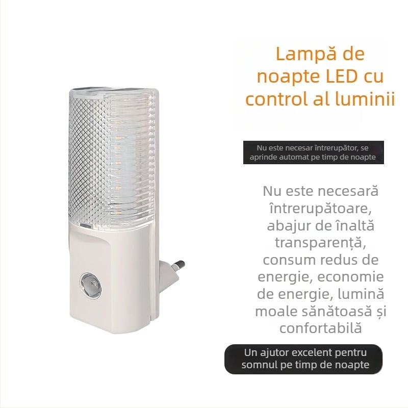 Lumină de noapte LED cu senzor de lumină, priză UE 220V, rezistentă la foc, anti-strălucire, design geometric 3D modern
