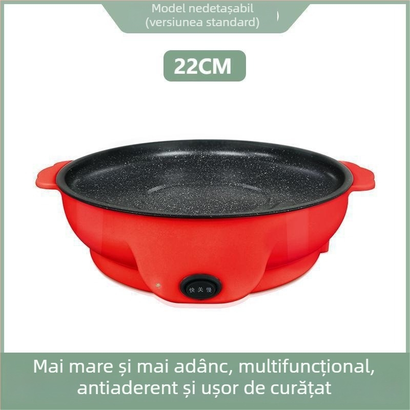 Tigaie electrică pentru uz casnic, tigaie pentru grătar, fără fum, prăjire și frigere – diametre 22/26/30 cm