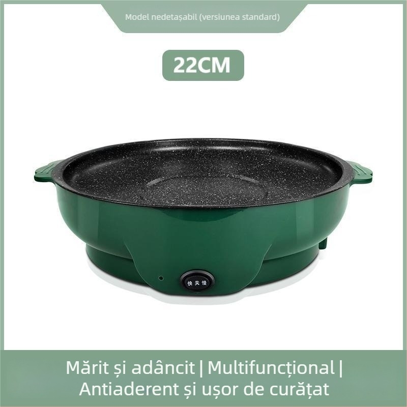 Tigaie electrică pentru uz casnic, tigaie pentru grătar, fără fum, prăjire și frigere – diametre 22/26/30 cm