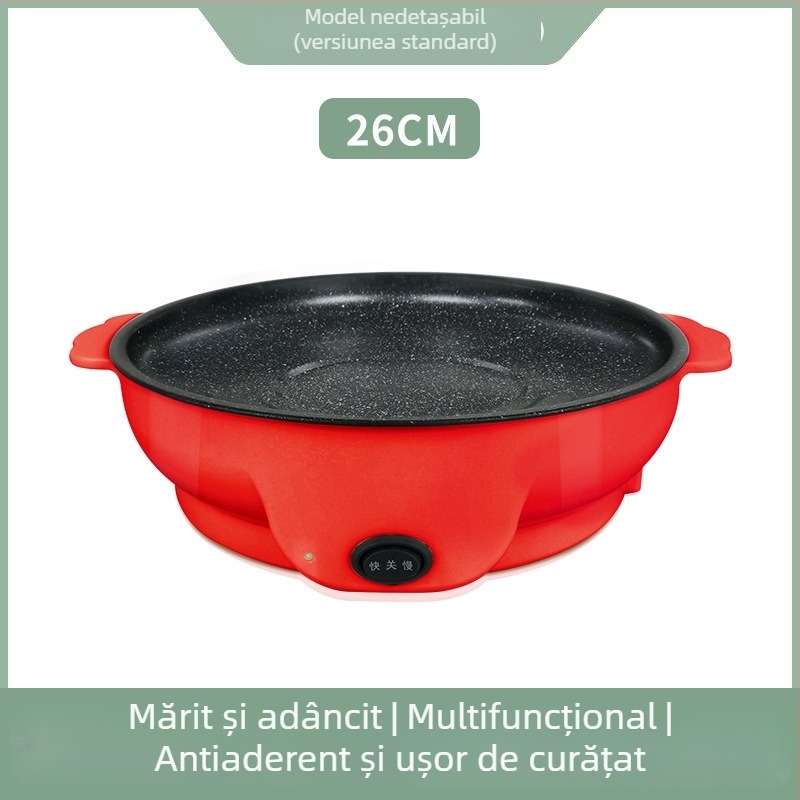 Tigaie electrică pentru uz casnic, tigaie pentru grătar, fără fum, prăjire și frigere – diametre 22/26/30 cm