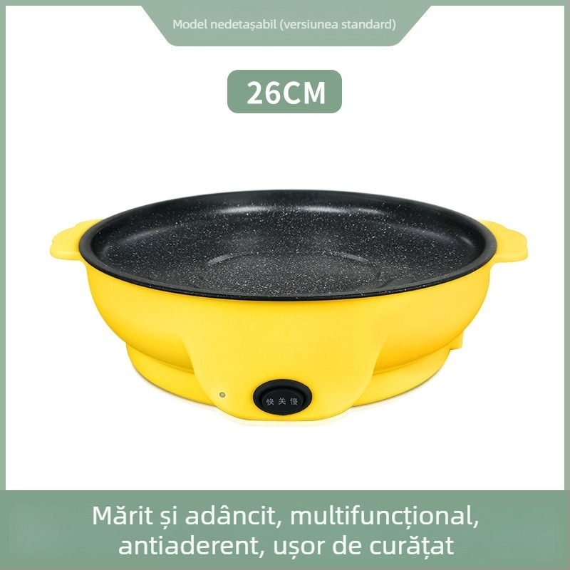 Tigaie electrică pentru uz casnic, tigaie pentru grătar, fără fum, prăjire și frigere – diametre 22/26/30 cm