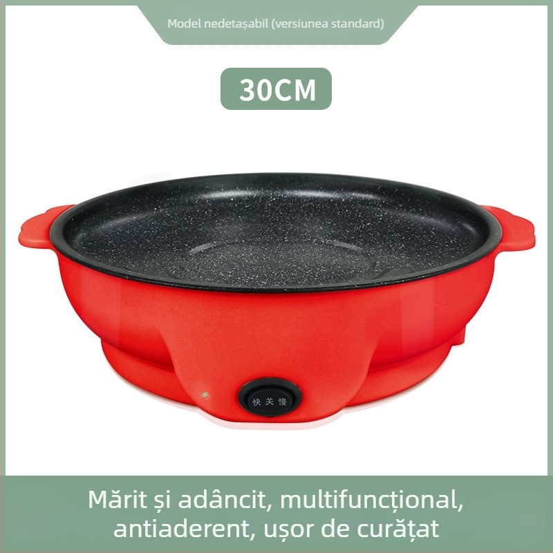 Tigaie electrică pentru uz casnic, tigaie pentru grătar, fără fum, prăjire și frigere – diametre 22/26/30 cm