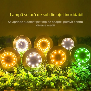 Lămpi solare din oțel inoxidabil, îngropate în curte și grădină – iluminat peisaj