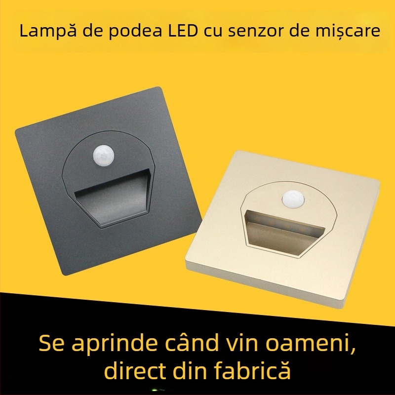 Lampa de noapte LED încorporată tip 86 pentru holuri, scări și trepte, cu senzor de mișcare