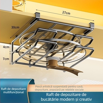 Raft de depozitare pentru bucătărie, fără găuri, cu coș suspendat în interiorul dulapului, pentru tocătoare și capace de oale