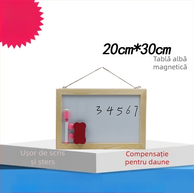 Tablă albă magnetică din lemn pentru copii – scriere și desen