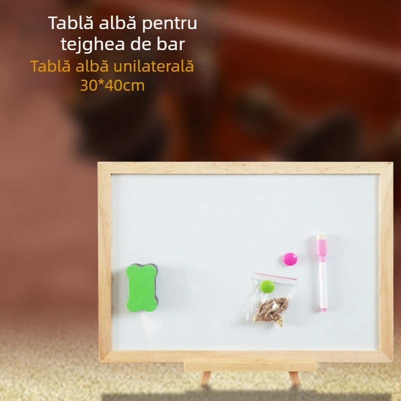 Tablă albă magnetică din lemn pentru copii – scriere și desen