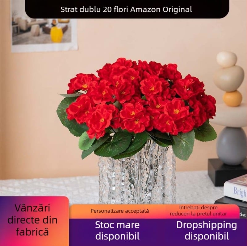 Buchet de flori de geranium din mătase pentru decor acasă, nunți și recuzită fotografică