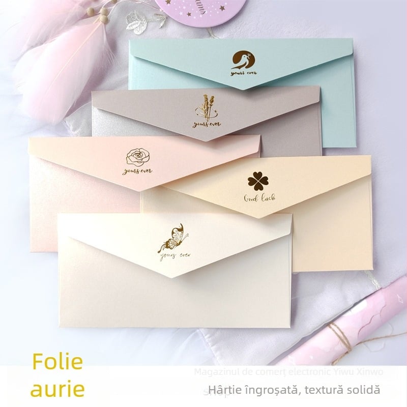Mapă de invitație din hârtie specială 5#, cu ștampilare aurie în stil occidental, minimalist, de înaltă calitate