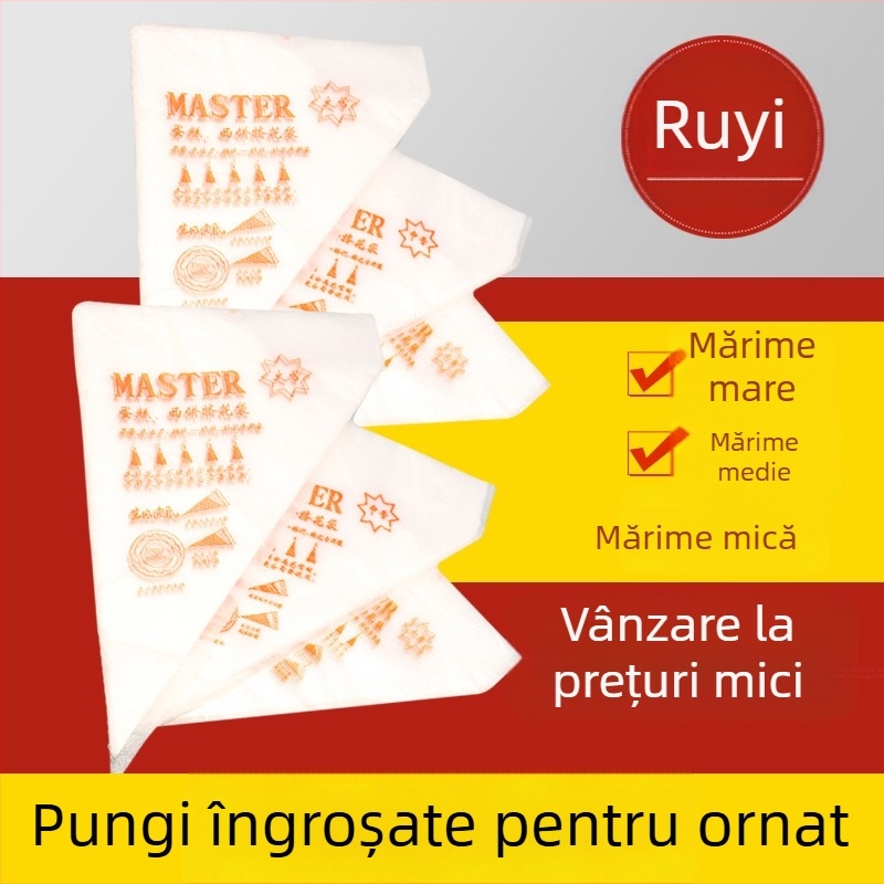 Saci de patiserie din plastic, de unică folosință, mărime medie, pentru cremă și gem, stil coreean de decorare, 100 buc