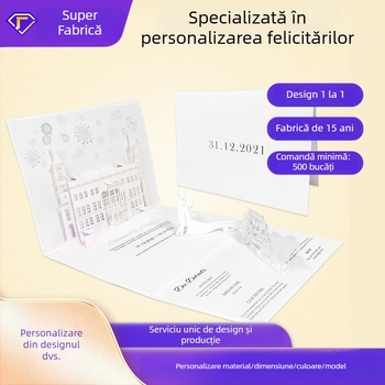Invitație de nuntă în stil occidental, cu tăiere cu laser și căruță retro