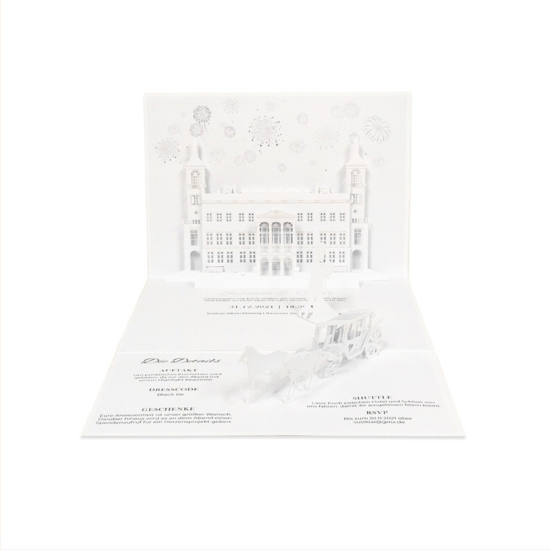 Invitație de nuntă în stil occidental, cu tăiere cu laser și căruță retro