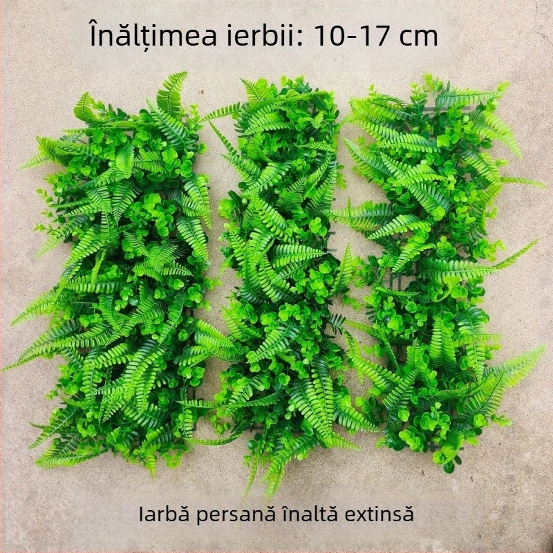 Iarbă persiană artificială cu frunze de ferigă pentru perete și balcon – placă decorativă din plastic pentru amenajări peisagistice
