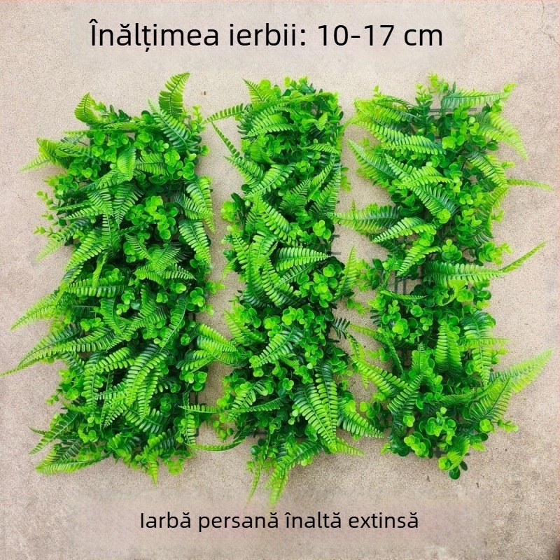 Iarbă persiană artificială cu frunze de ferigă pentru perete și balcon – placă decorativă din plastic pentru amenajări peisagistice