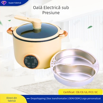 Oală electrică multifuncțională, interior antiaderent, capacitate 4–5 L, 110 V, 1201–1500 W, gătire la abur, prăjire, fierbere, înăbuire