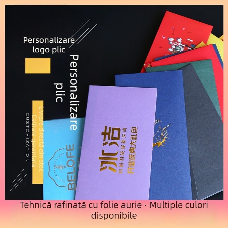 Plicuri personalizate din hârtie perlată colorată, imprimare cu siglă, invitații pentru petreceri
