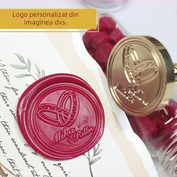 Cap de ștampilă pentru ceară din cupru, design gravat, logo din imaginea dumneavoastră, invitații personalizate