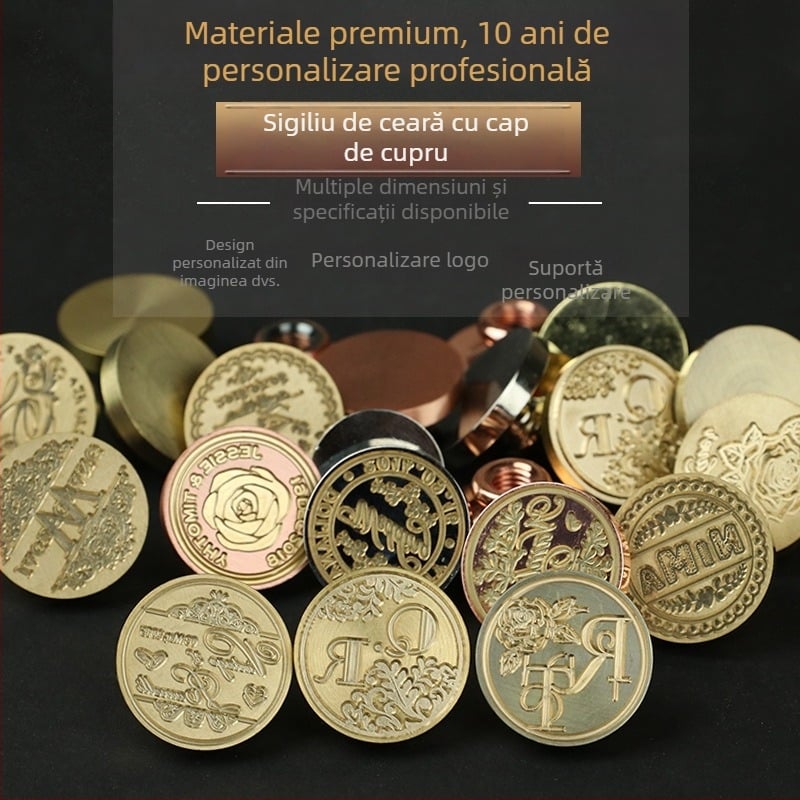 Cap de ștampilă pentru ceară din cupru, design gravat, logo din imaginea dumneavoastră, invitații personalizate