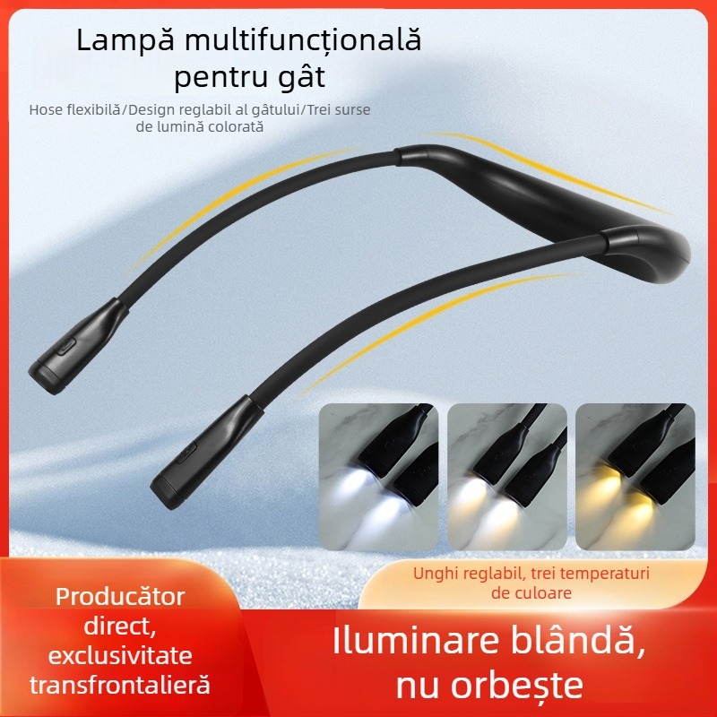 Lampa LED USB pentru citit cu gât, lampă de noptieră pentru cămin studențesc, lumină de noapte caldă